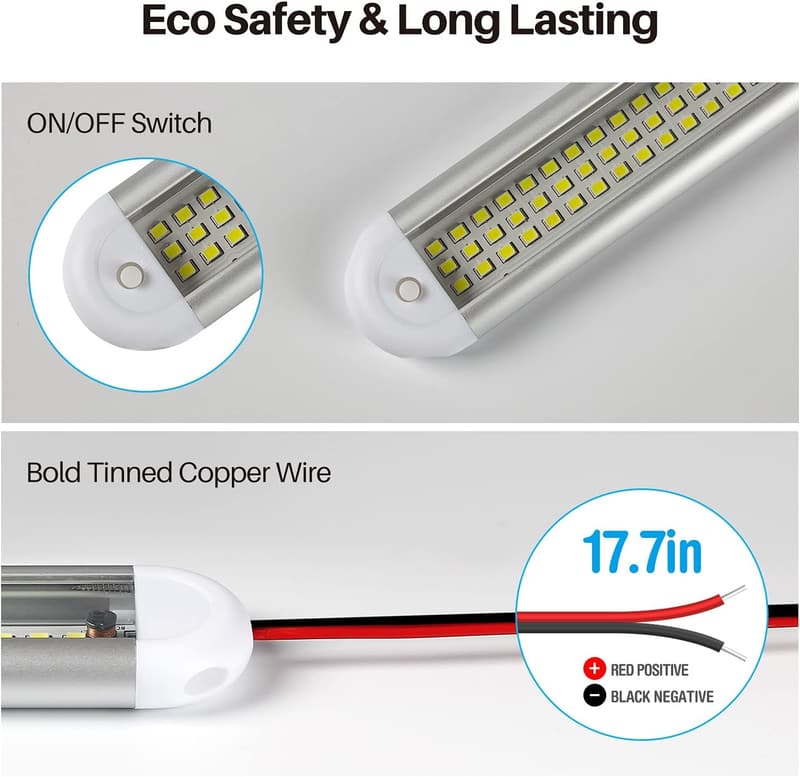 12V LED Light Bar with Switch - 120 LEDs, 1500LM (4 Pack)