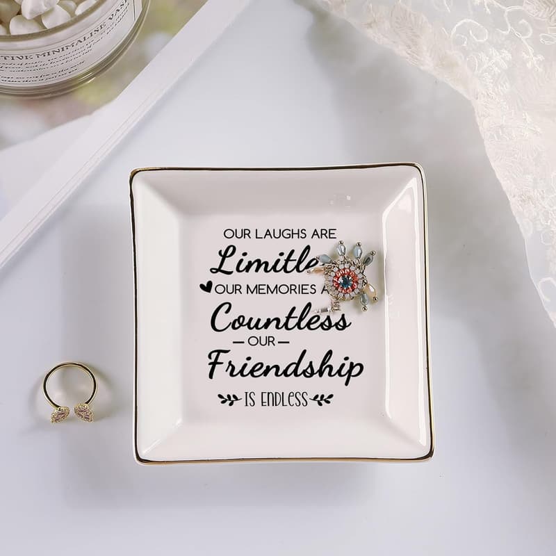 Friendship Jewelry Tray - White 4x4 Ring Dish for Women