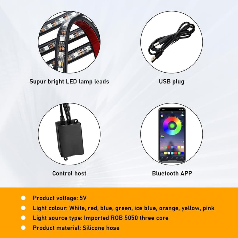 RGB Car LED Interior Lighting Kit with Sound Activation & APP Control