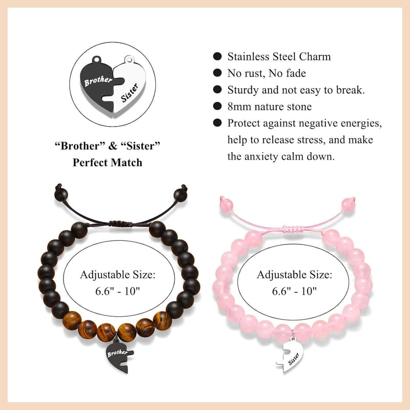 Matching Brother and Sister Bracelet Set - Gift for Any Occasion