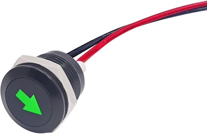 Green 12V LED Metal Signal Indicator Light with Arrow Symbol