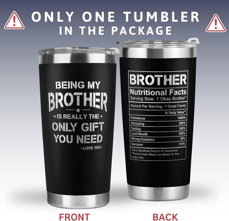 Birthday Gift for Brother - Funny 20 Oz Stainless Steel Tumbler