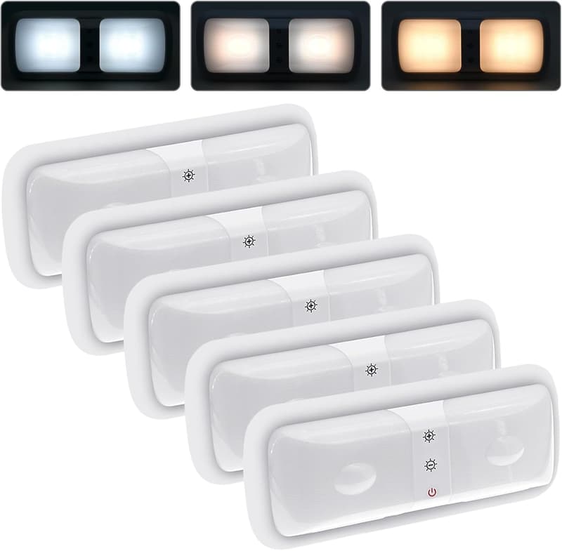 Dimmable 12V LED Interior Lights for RVs & Trailers - 5 Pack
