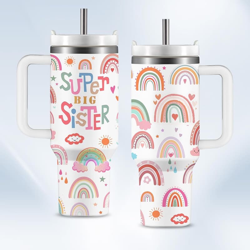 Big Sister Birthday Gift: 40 oz Pink Stainless Steel Tumbler