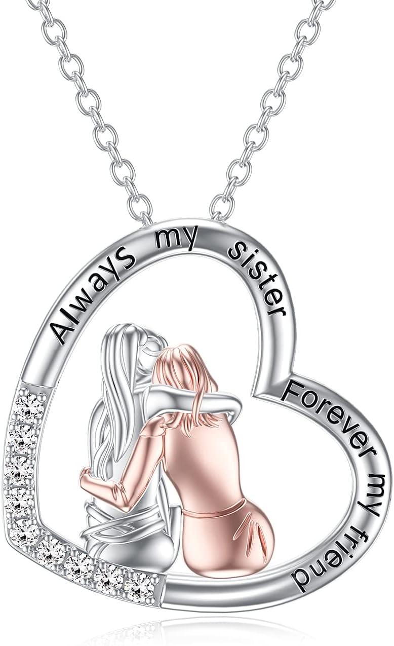 Sterling Silver Crystal Necklace for Sisterly Friendship