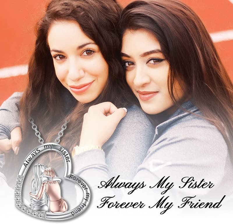 Sterling Silver Crystal Necklace for Sisterly Friendship