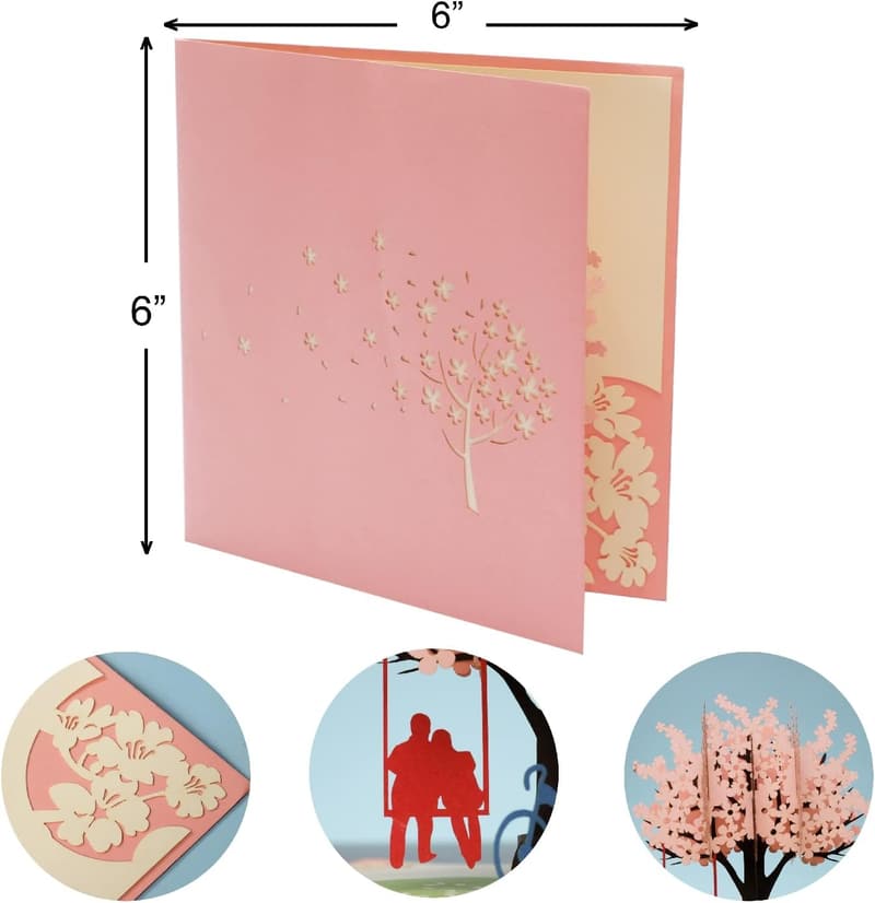 Valentine's Day 3D Cherry Blossom Card for Couples