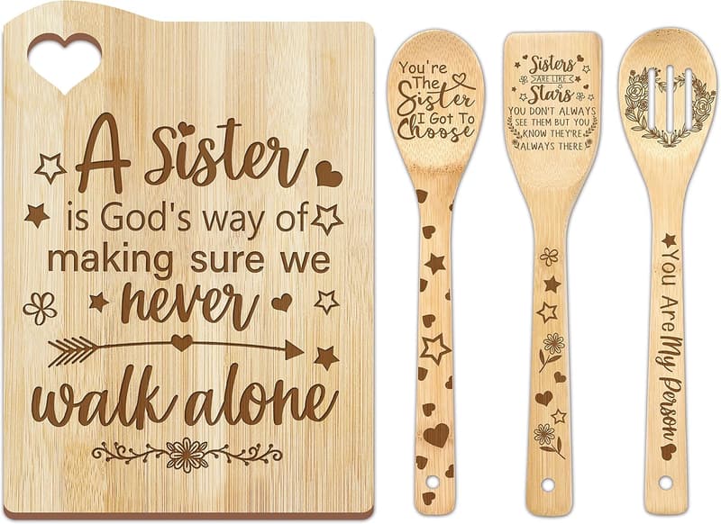 Sister's Birthday Gift: Unique Bamboo Cutting Board Set