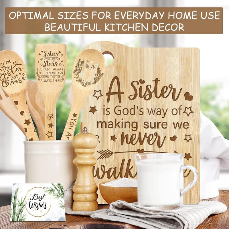 Sister's Birthday Gift: Unique Bamboo Cutting Board Set