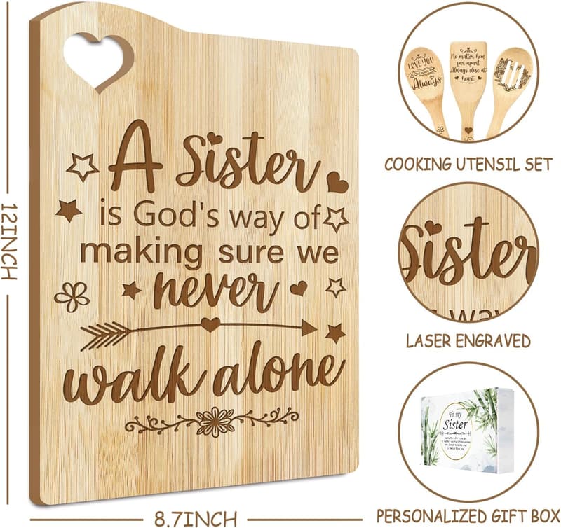Sister's Birthday Gift: Unique Bamboo Cutting Board Set