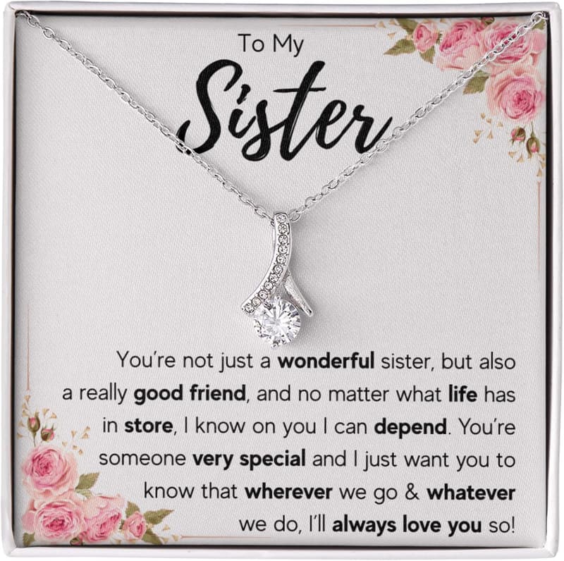 Sister Necklace with Message Card & Gift Box - Stainless Steel