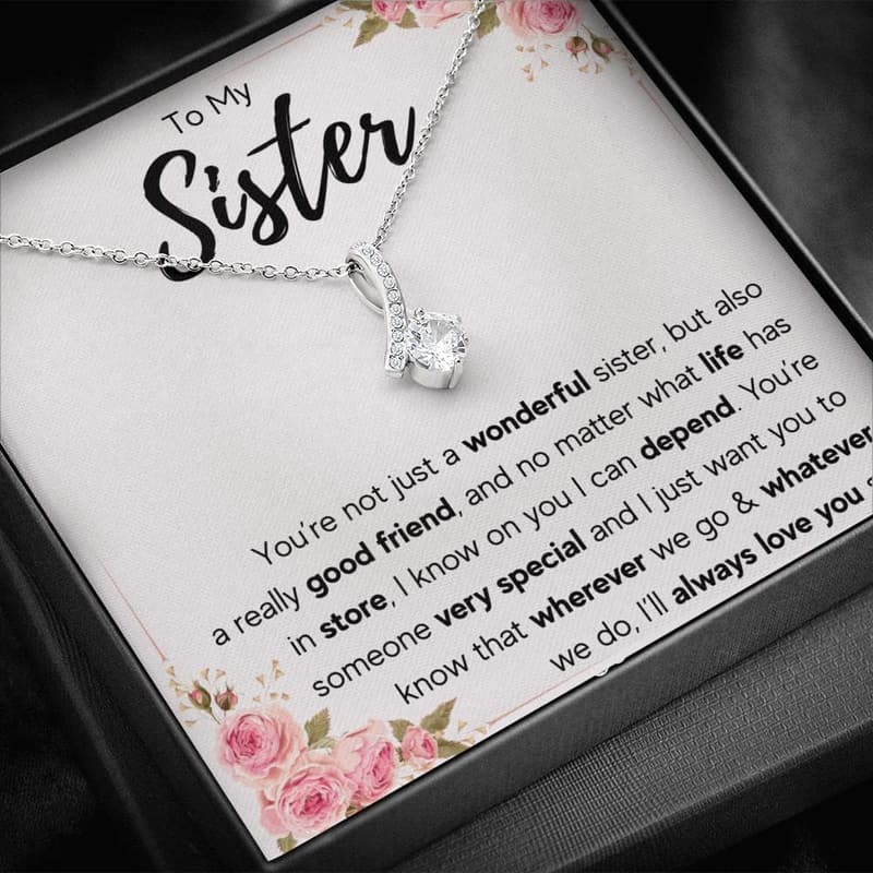 Sister Necklace with Message Card & Gift Box - Stainless Steel