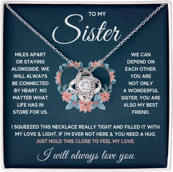 Sister Necklace with Message Card | Stainless Steel Birthday Gift