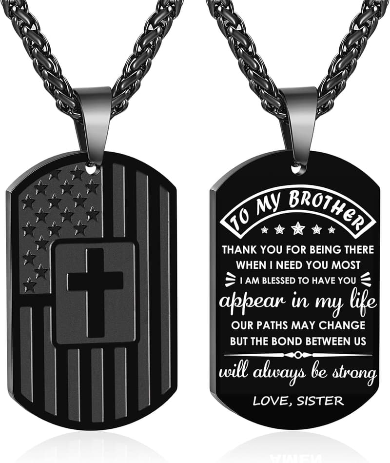 Graduation Gift: Christian Dog Tag Cross Necklace for Men
