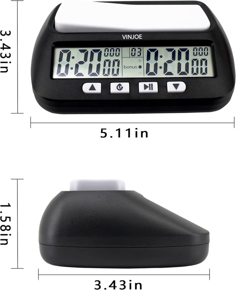 Digital Chess Clock Timer with Bonus & Delay Features