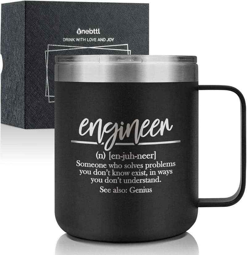 Funny Engineering Coffee Mug for Men, 12oz Stainless Steel Tumbler
