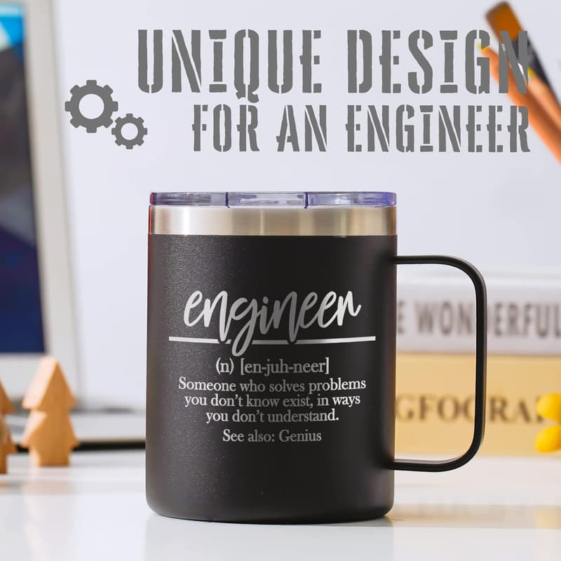 Funny Engineering Coffee Mug for Men, 12oz Stainless Steel Tumbler
