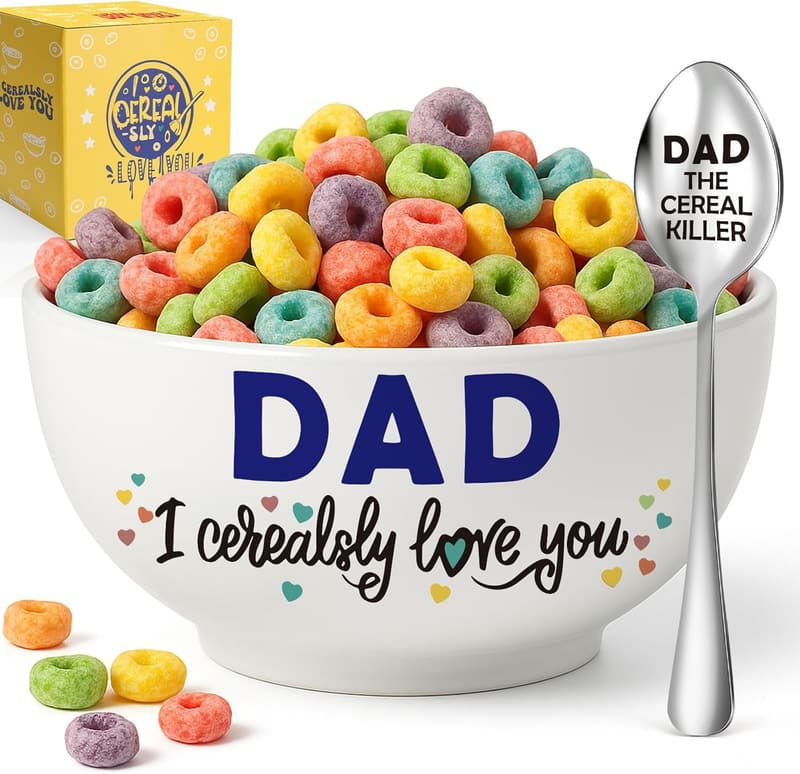 Father's Day Cereal Bowl and Spoon Set for Dad