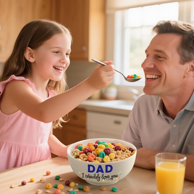 Father's Day Cereal Bowl and Spoon Set for Dad