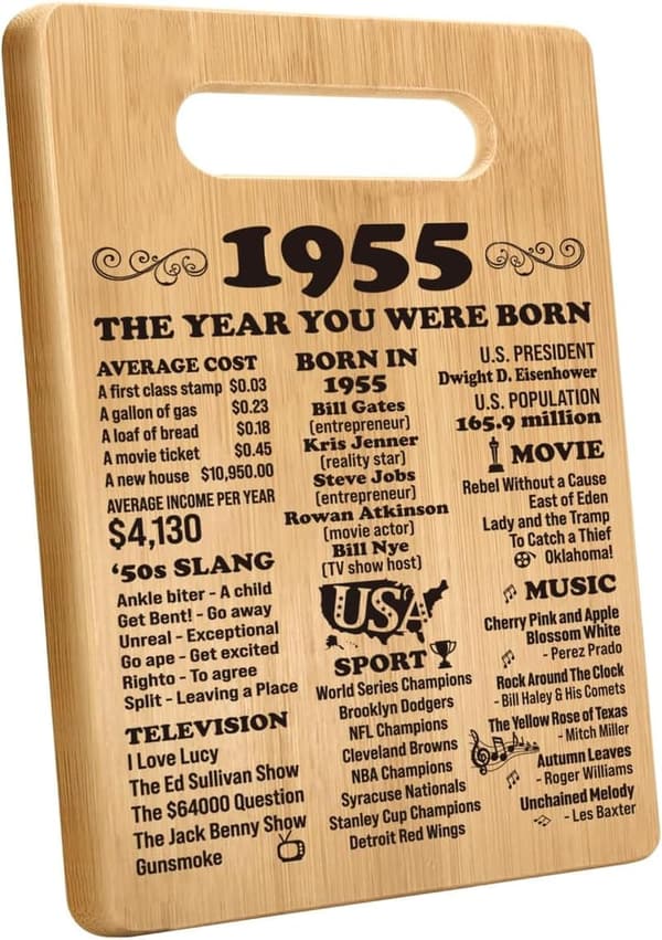70th Birthday Cutting Board Gift for Him/Her