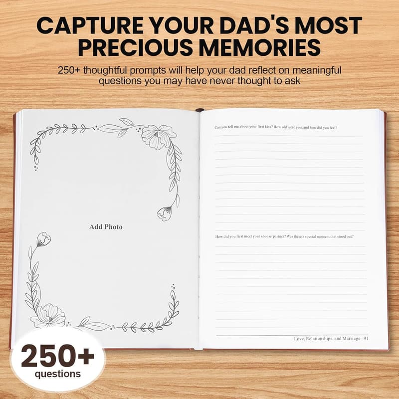 Father's Day Leather Hardcover Journal for Dad's Memories