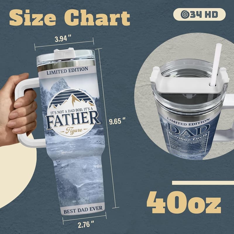 Father's Day 40 oz Insulated Stainless Steel Tumbler for Dad