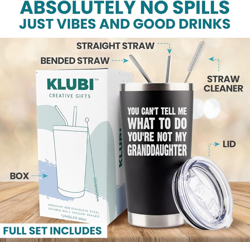 Father's Day Black Tumbler for Grandpa - 20oz Gift