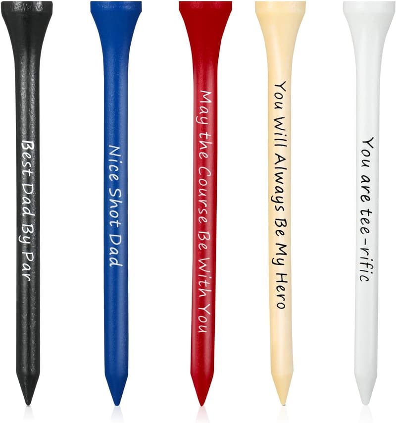 Father's Day Golf Tees Set - 60 Wooden Tees with Funny Sayings