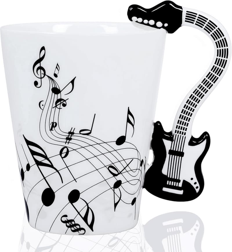 Musical Notes Guitar Coffee Mug - 13.5 oz Gift for Musicians