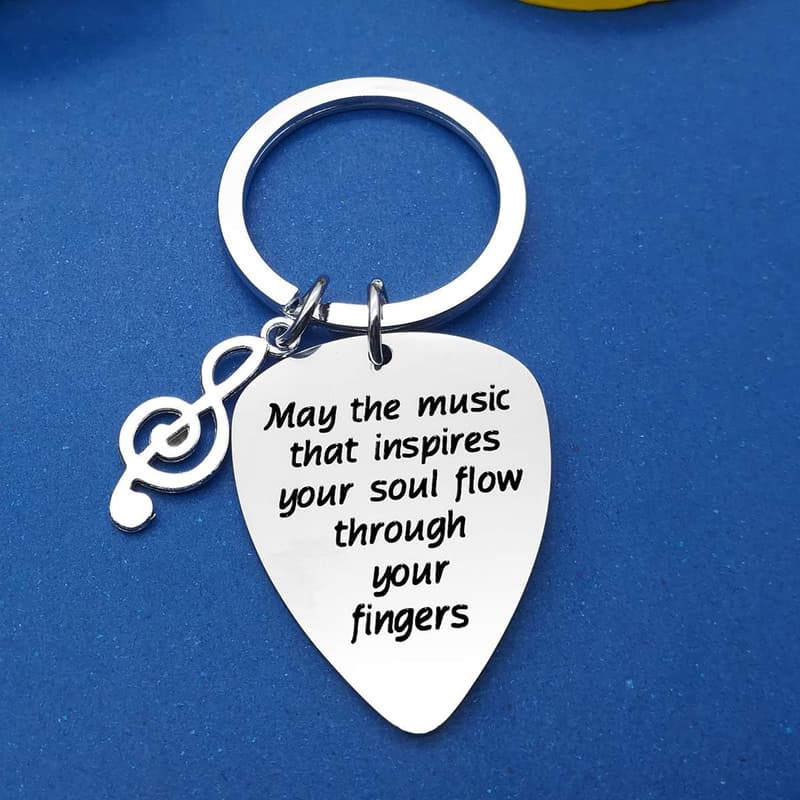 Guitar Pick Keychain Gift for Musicians and Music Teachers