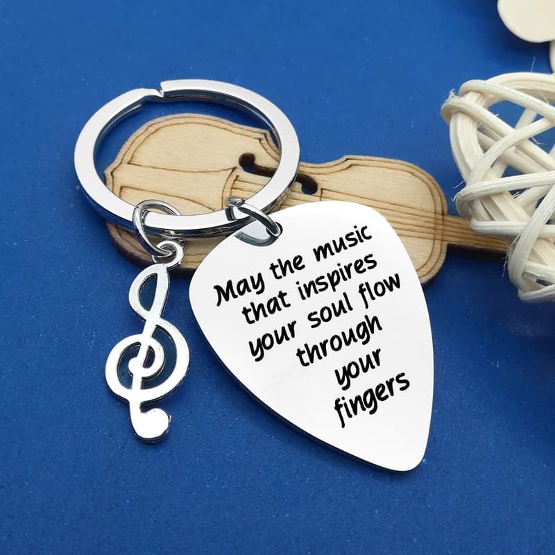 Guitar Pick Keychain Gift for Musicians and Music Teachers