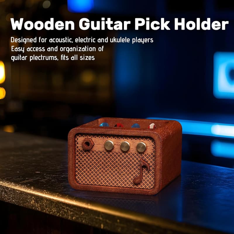 Sapele Wood Guitar Pick Holder for Guitarists