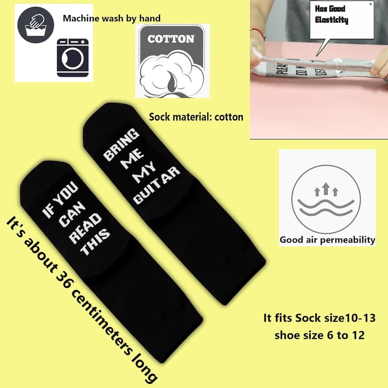 Guitar Lovers Gift: Novelty Socks for Musicians (2 Pairs)