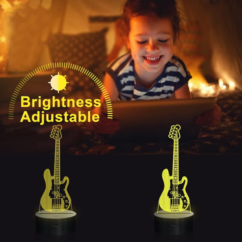 3D LED Guitar Night Light - 16 Colors, Touch & Remote Control