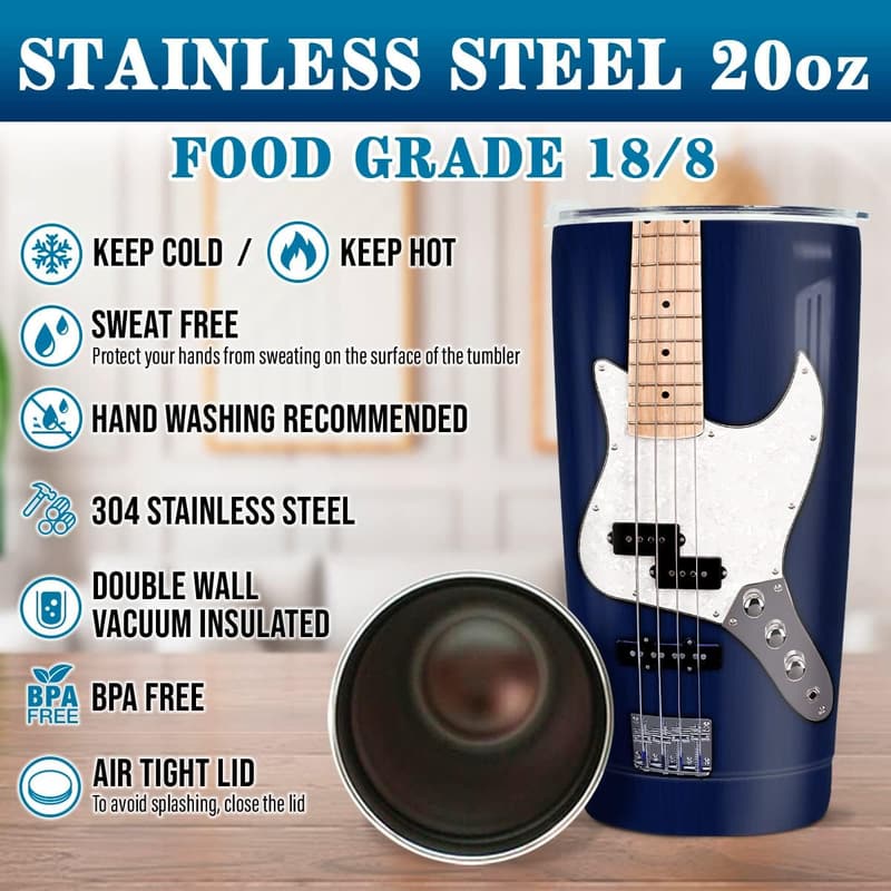 Guitarist Gift: Stainless Steel Insulated Tumbler for Musicians