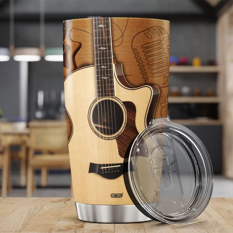Fathers Day Guitarist Travel Mug - Insulated Stainless Steel Tumbler