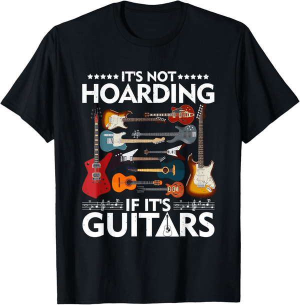 Guitar T-Shirt for Musicians - Black Unisex Short Sleeve