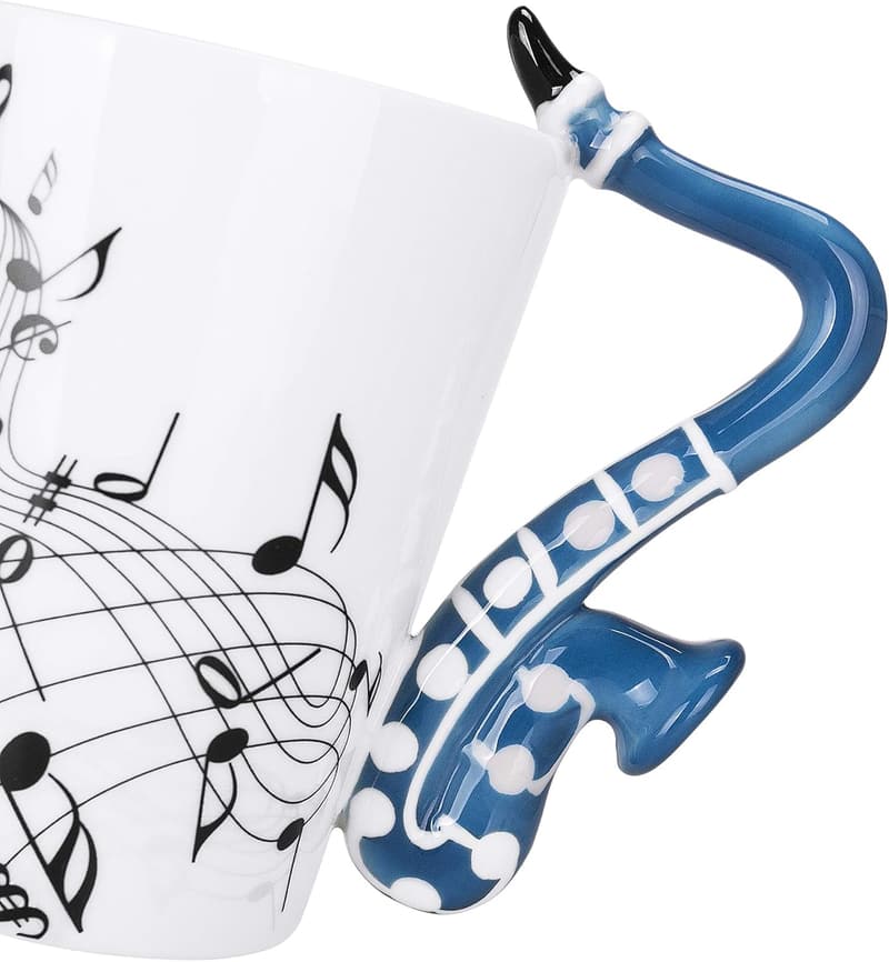 Musical Notes Sax Mug - 13.5 oz Ceramic Coffee Cup
