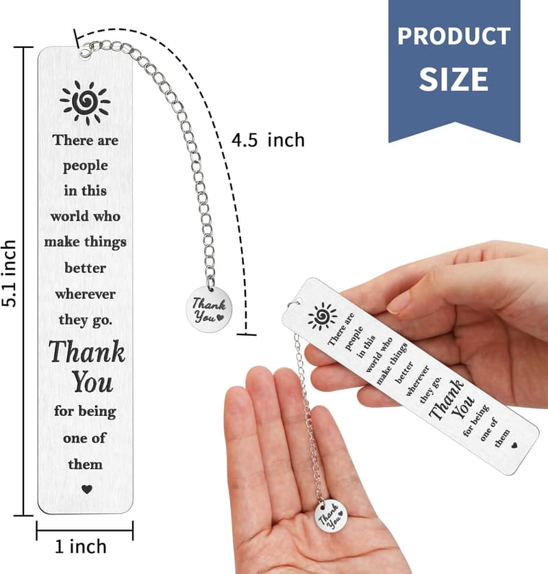 Book Lovers' Thank You Bookmark Gift for Friends & Teachers