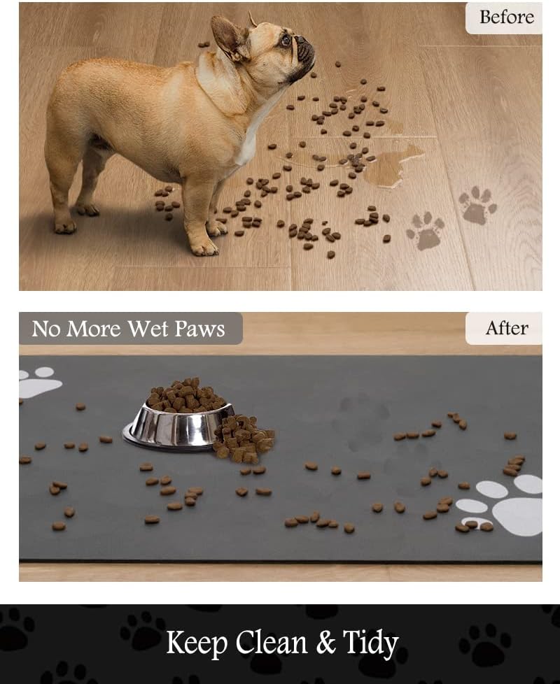 Absorbent Dog Feeding Mat for Food and Water Bowls