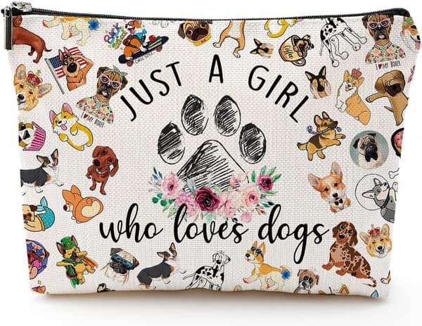 Multicolor Dog Patterned Waterproof Cosmetic Bag for Women