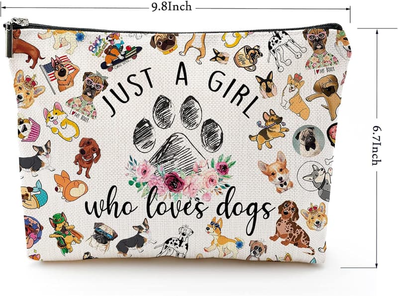 Multicolor Dog Patterned Waterproof Cosmetic Bag for Women