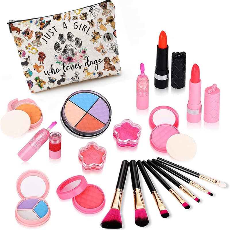 Multicolor Dog Patterned Waterproof Cosmetic Bag for Women