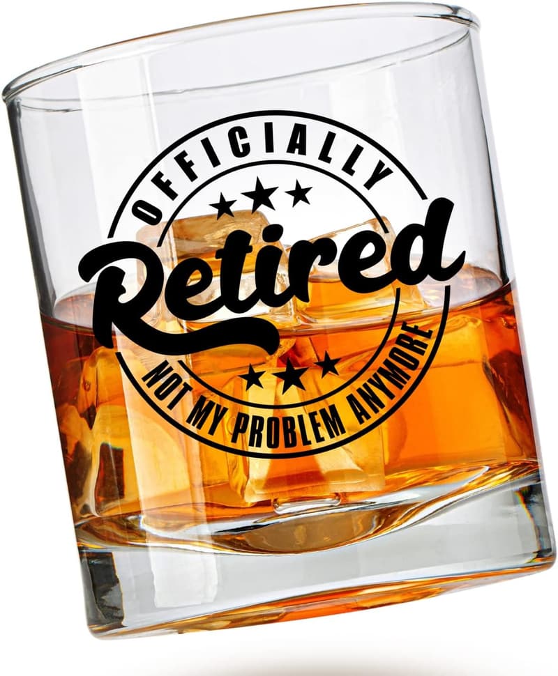 Unique Retirement Rocks Glass - Funny Whiskey Gift for Him/Her