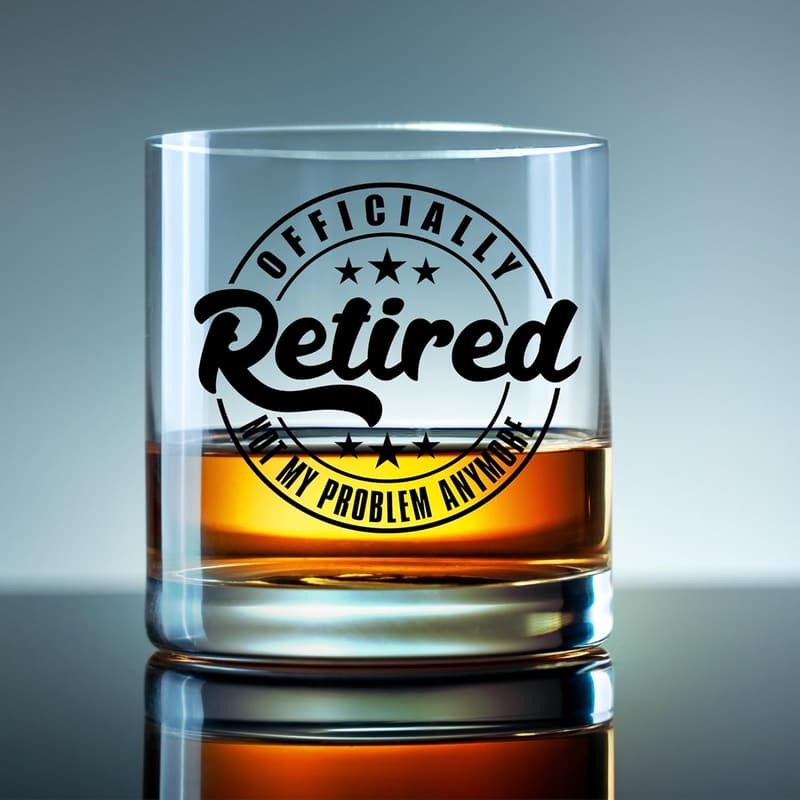 Unique Retirement Rocks Glass - Funny Whiskey Gift for Him/Her
