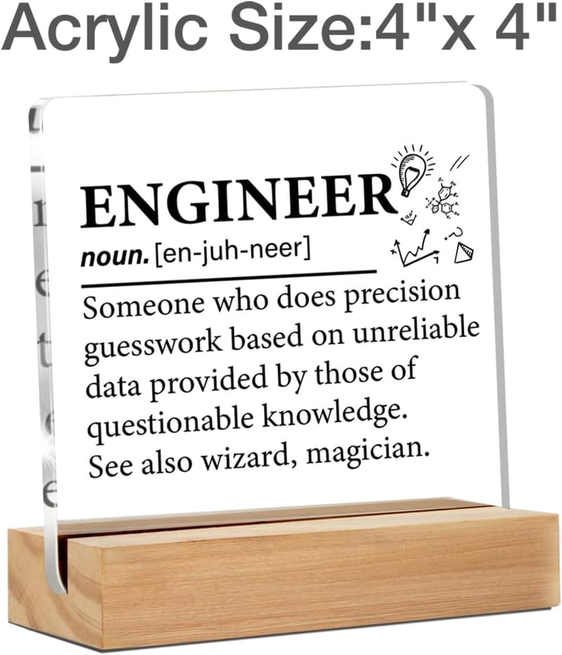 Engineer Definition Clear Acrylic Desk Sign for Professionals