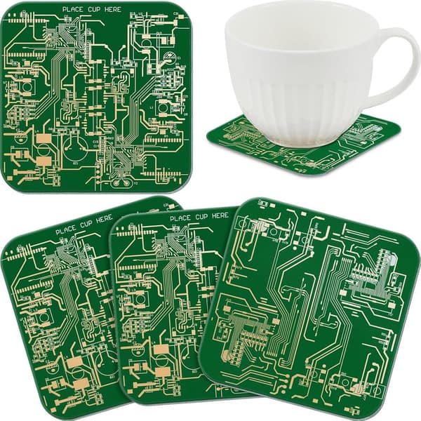 Father's Day PCB Coasters Set for Engineers - 4 Pcs Green