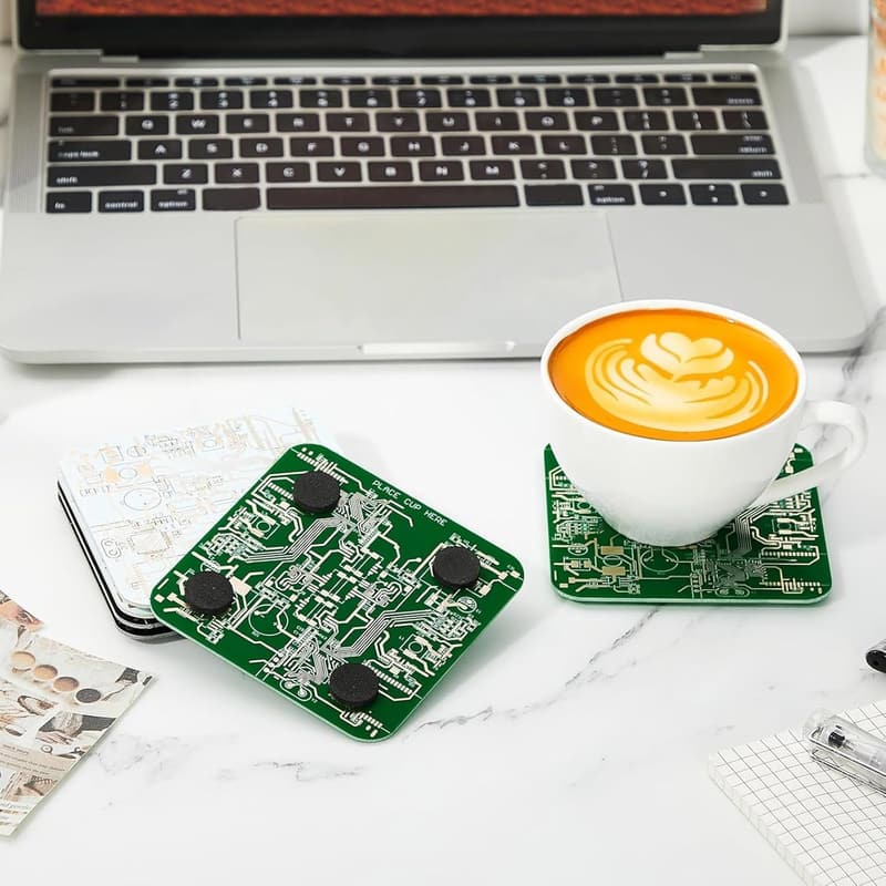 Father's Day PCB Coasters Set for Engineers - 4 Pcs Green