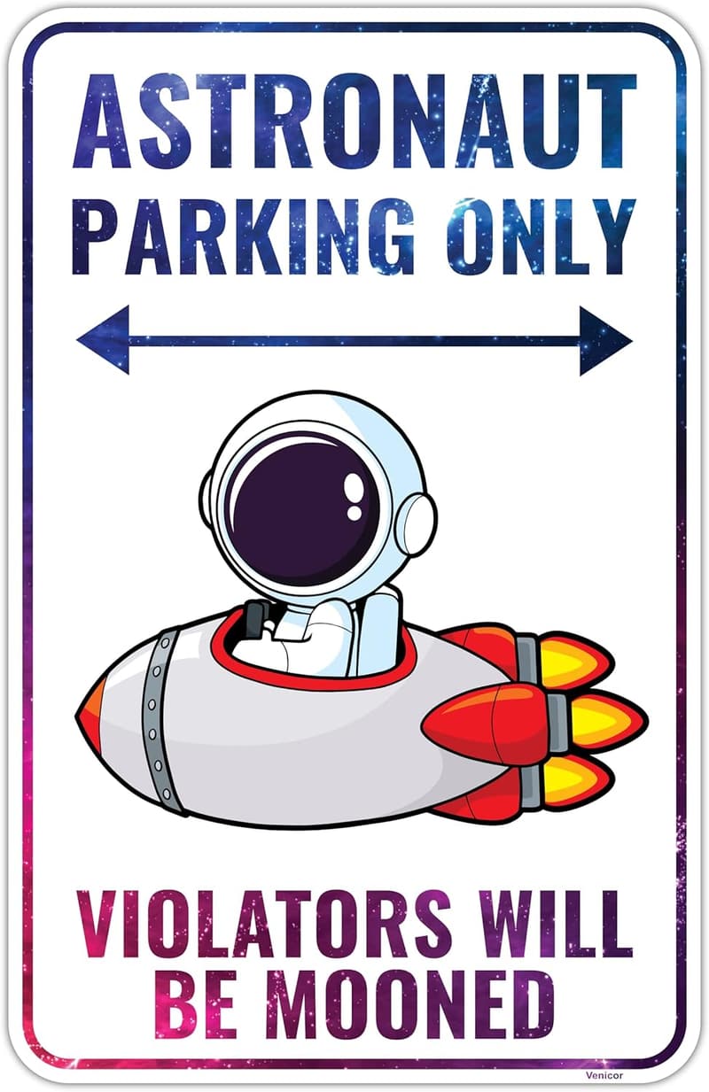 Astronaut Sign - Aluminum Outer Space Decor for Kids' Room