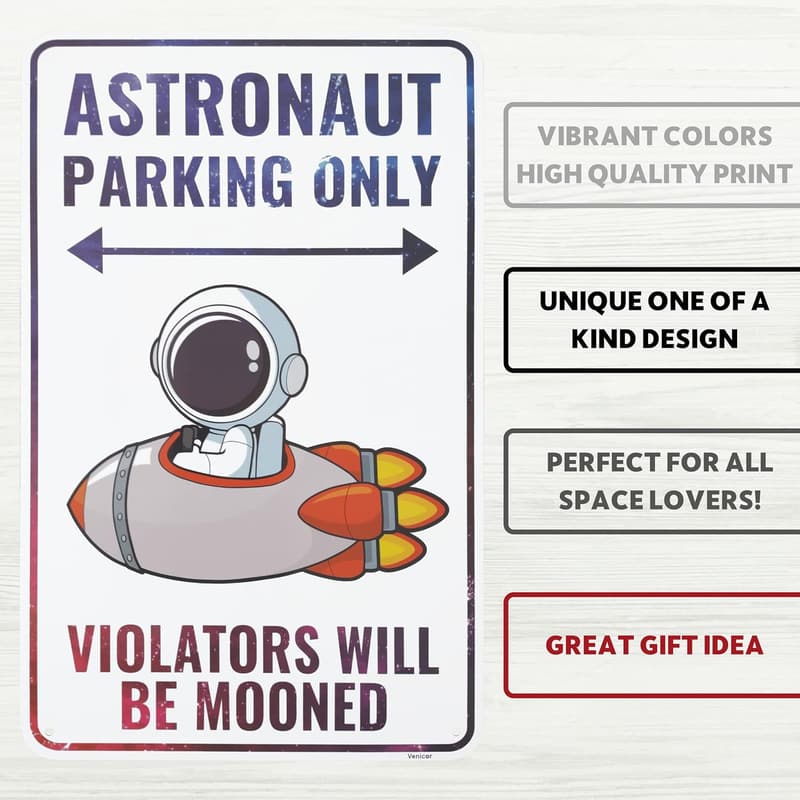 Astronaut Sign - Aluminum Outer Space Decor for Kids' Room